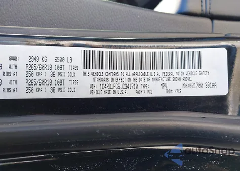 2018 Dodge Durango Special Service Awd z USA, uszkodzony, nr VIN 1C4RDJFG5JC341710